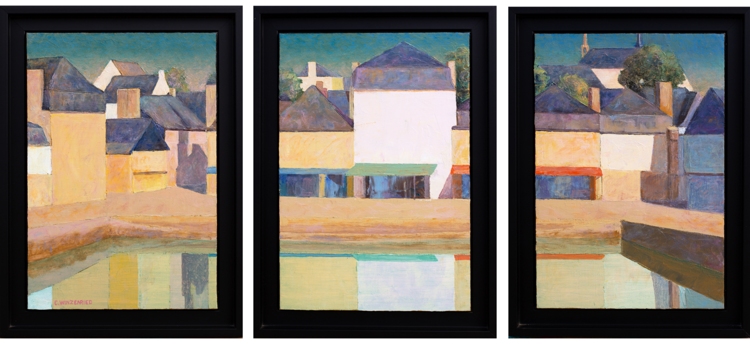 Triptyque La place Saint Sauveur Eric Winzenried Original painting for sale