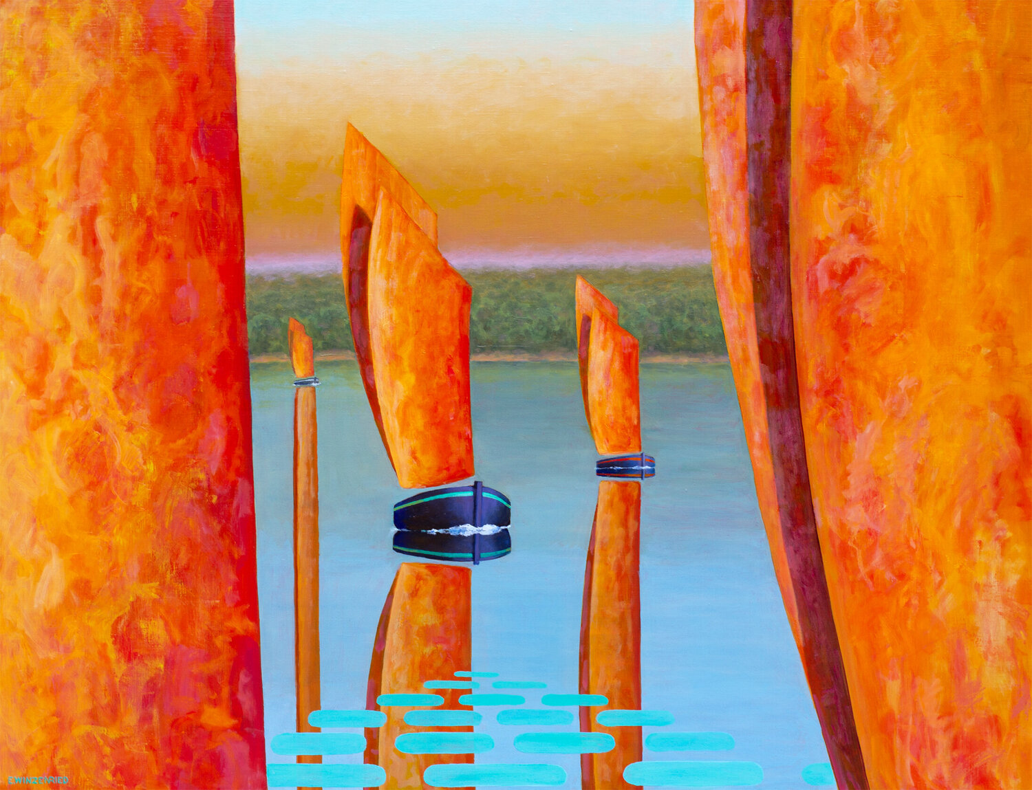 La régate entre les voiles Eric Winzenried Original painting for sale