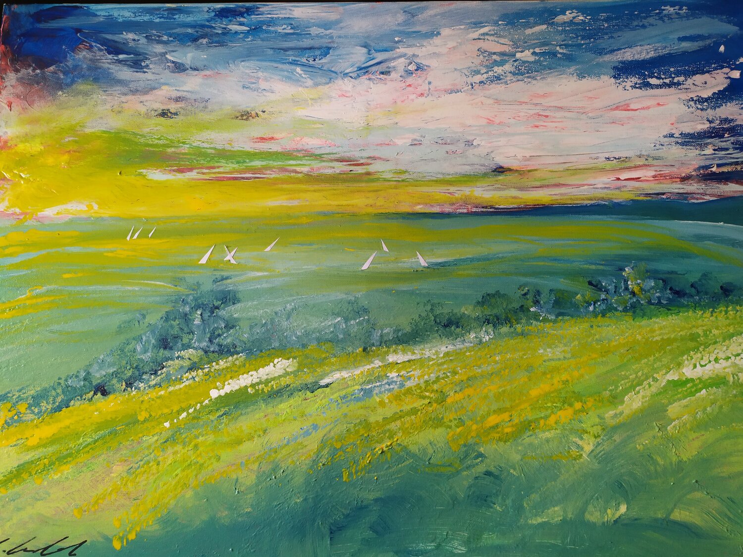 Paesaggio marino in fiore Giancarlo Siniscalchi Original painting for sale