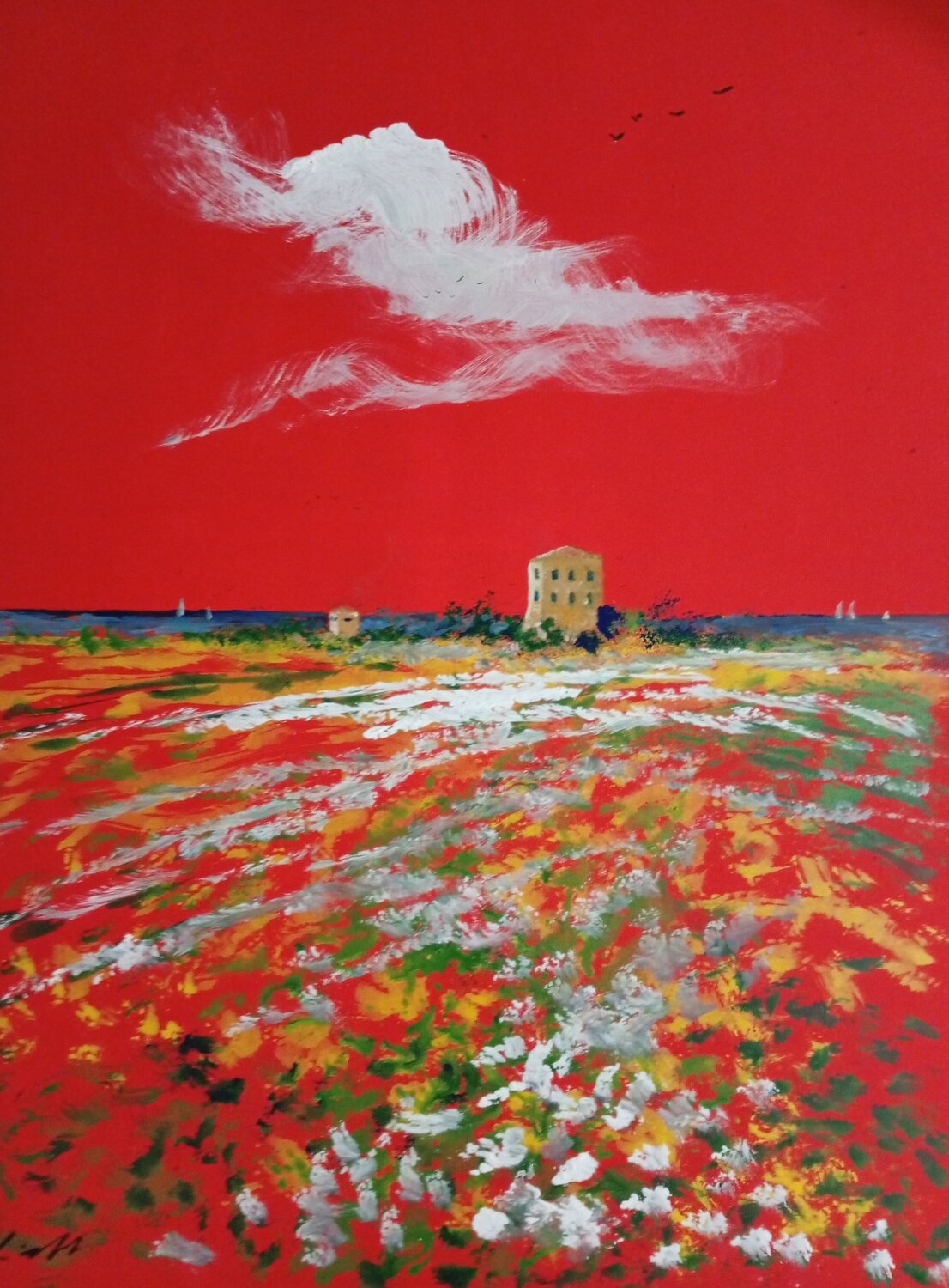 Paesaggio in rosso Giancarlo Siniscalchi Original painting for sale