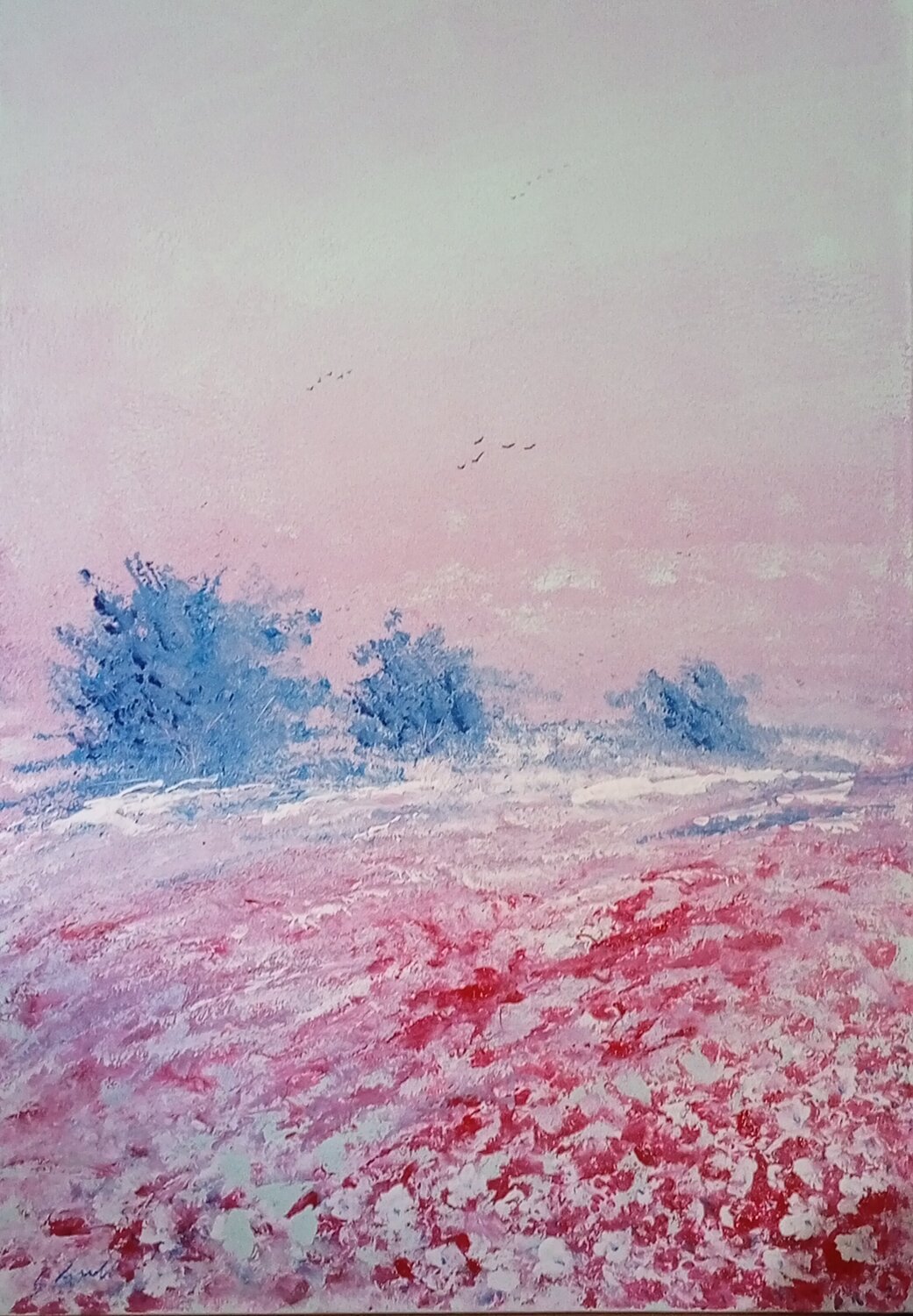 Paesaggio in rosa Giancarlo Siniscalchi Original painting for sale