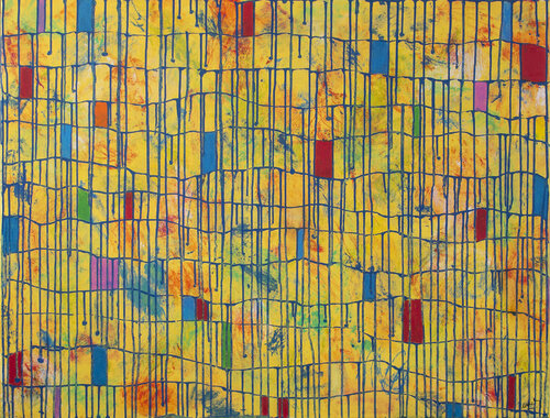 BEYOND THE GRIDS - A COLORFUL DAY - (TRACES SERIES) by Marc Laffolay, Painting for Sale on Select