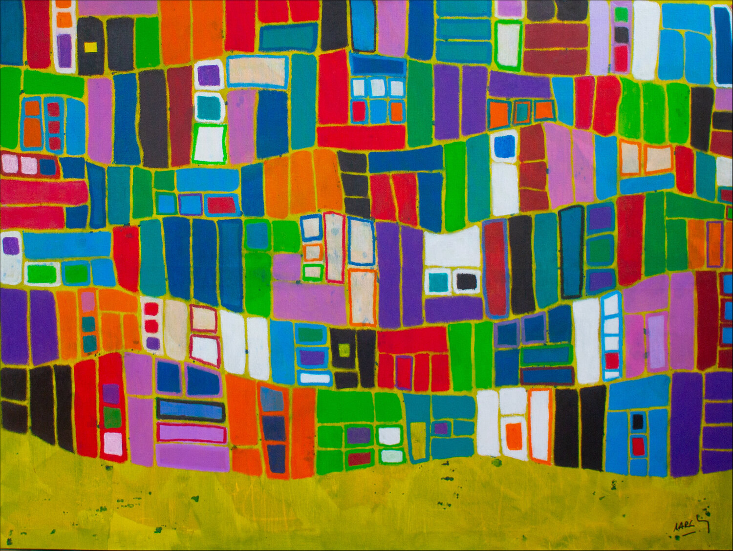A CITY IN THE FIELDS Marc Laffolay Original painting for sale