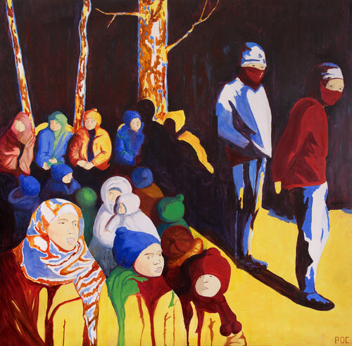 La nuit des migrants by Odile Pinto-Corbin, Painting for Sale on Select