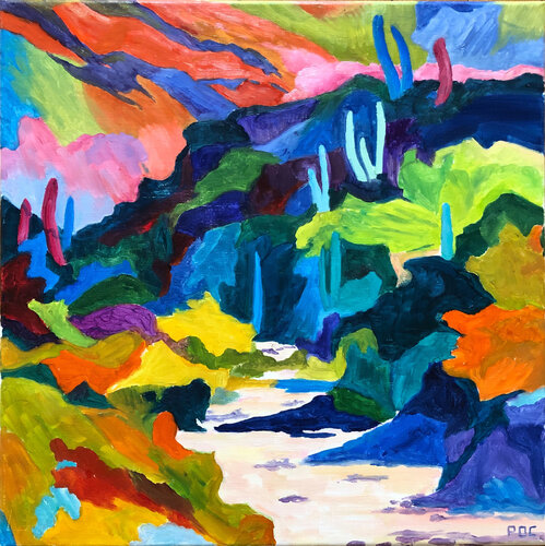 La vallée des couleurs by Odile Pinto-Corbin, Painting for Sale on Select