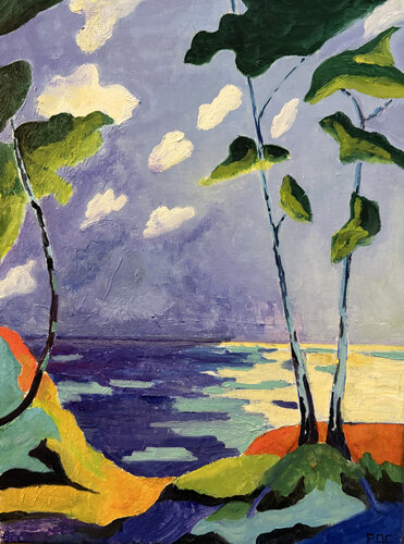 sentier côtier #12-Là où la mer respire. by Odile Pinto-Corbin, Painting for Sale on Select
