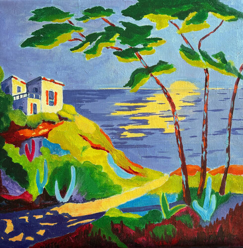 La petite villa by Odile Pinto-Corbin, Painting for Sale on Select