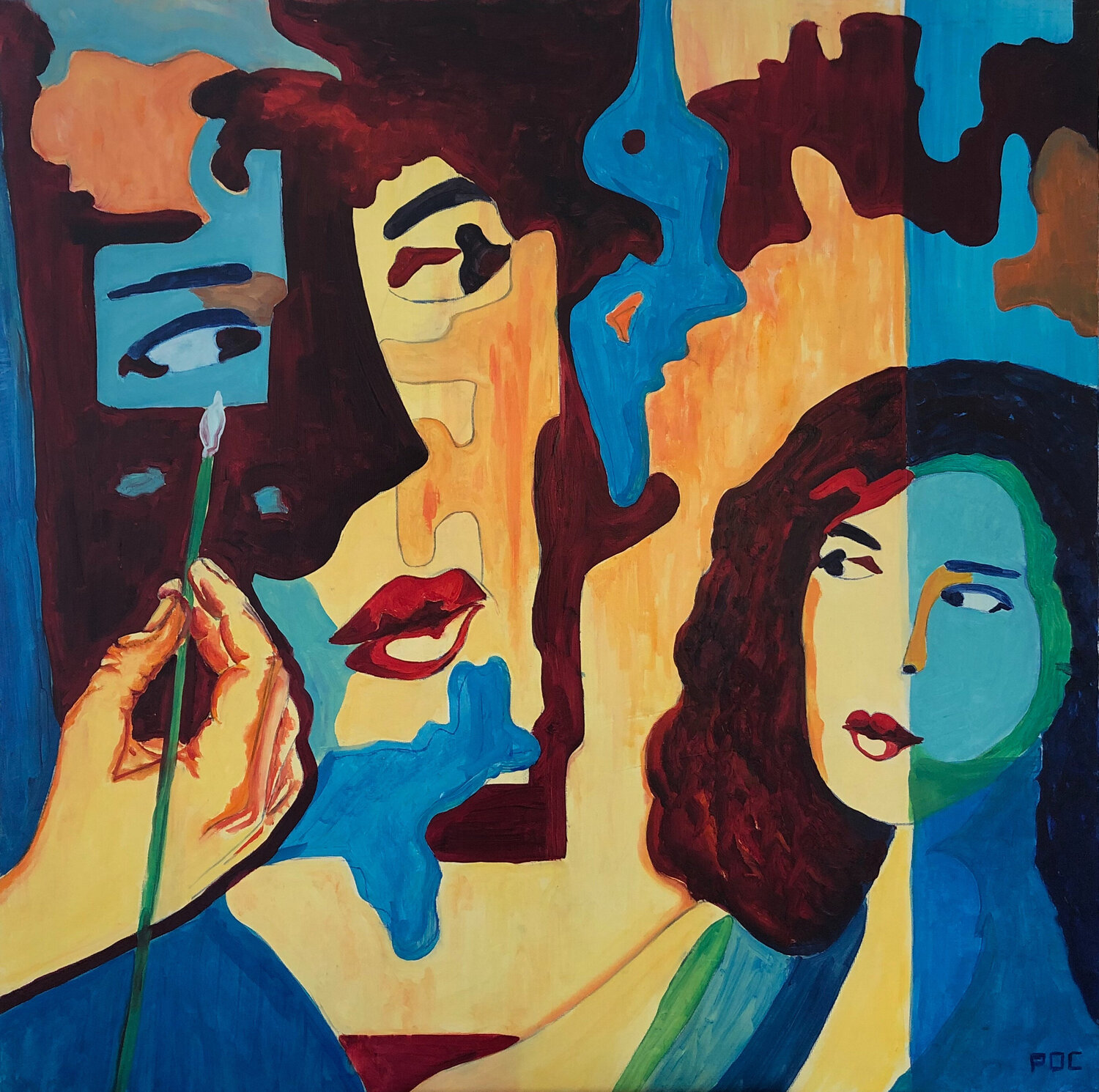 Le modèle épouvanté Odile Pinto-Corbin Original painting for sale