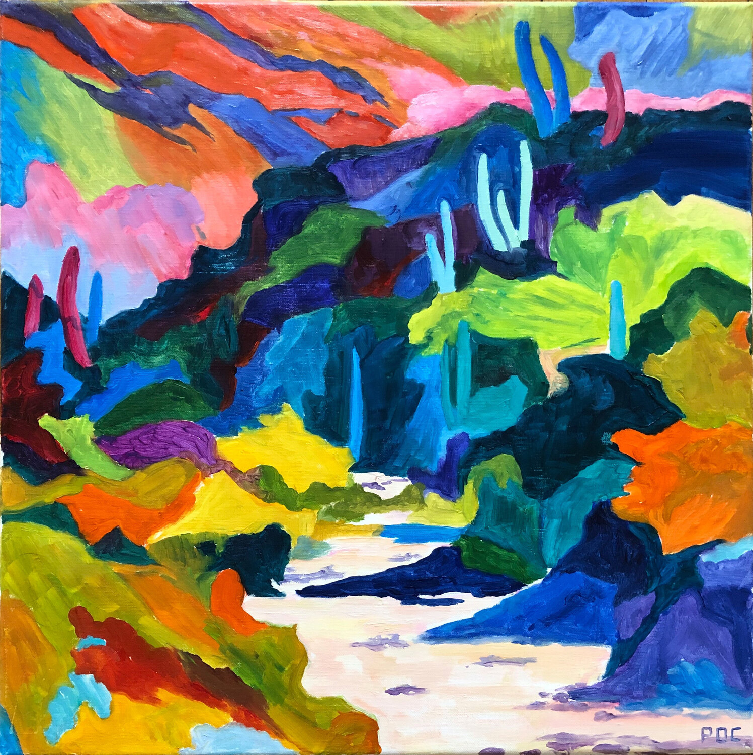 La vallée des couleurs Odile Pinto-Corbin Original painting for sale
