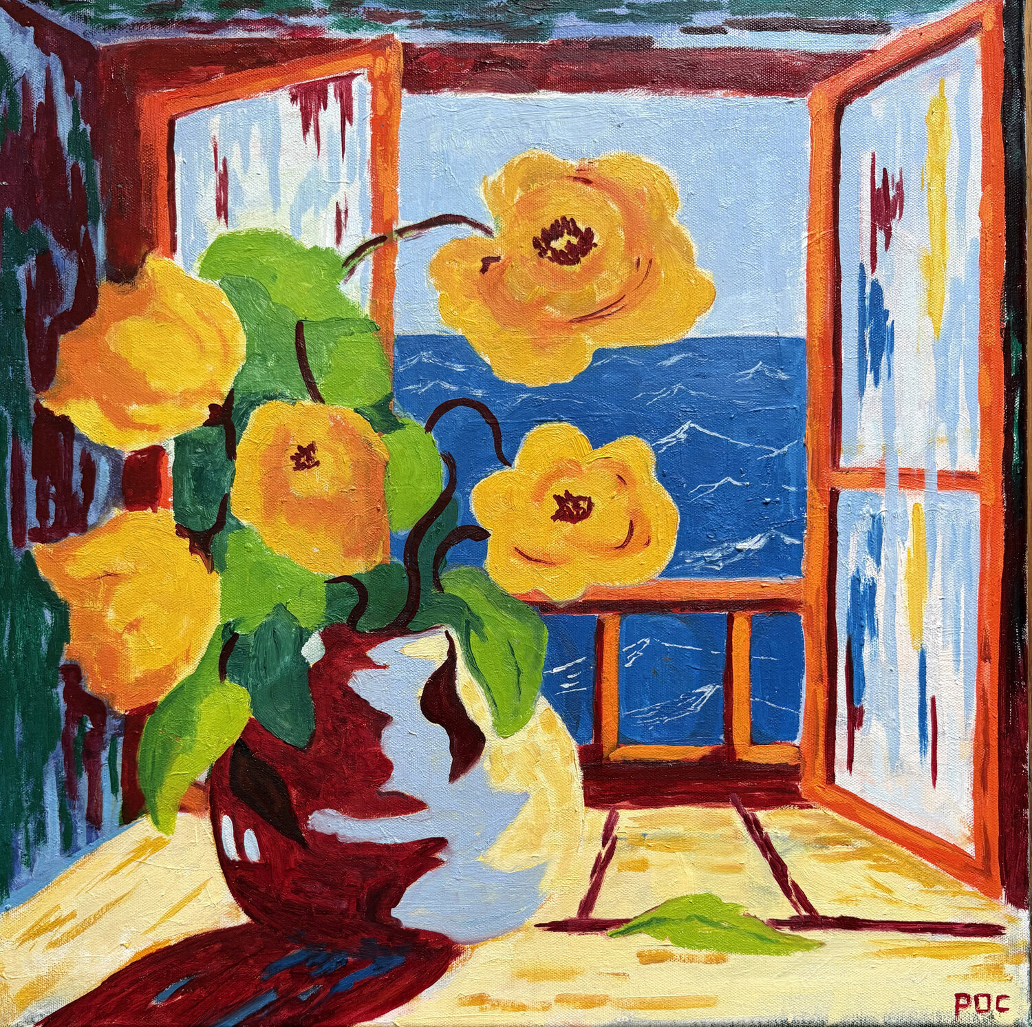 La fenêtre sur la mer Odile Pinto-Corbin Original painting for sale