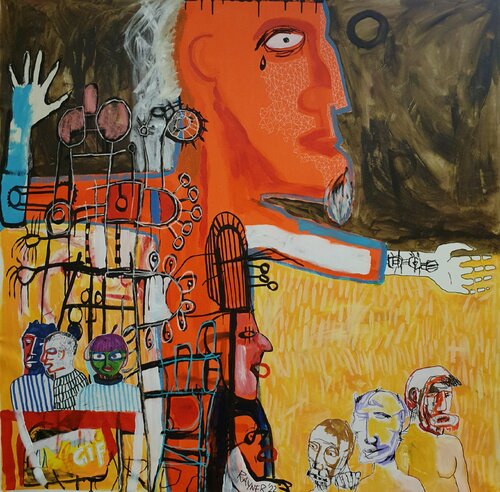 "Capitalism faces a kicking" by Marc Rayner, Painting for Sale on Select