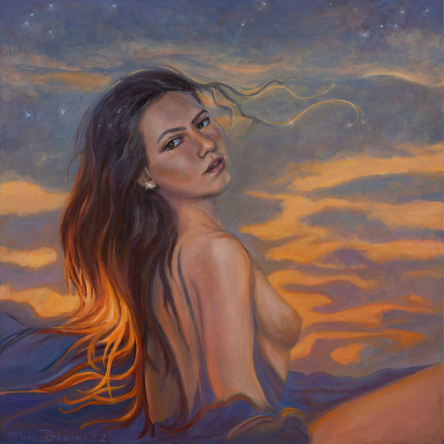 Sunset  - the beautiful transition from day to night Marco Busoni Original painting for sale