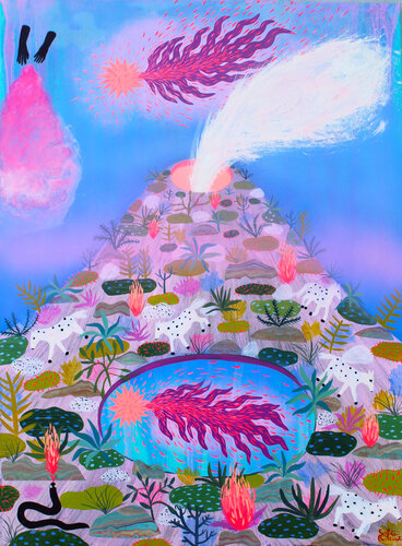 The energy of the pink volcano by Sofia Battisti, Painting for Sale on Select