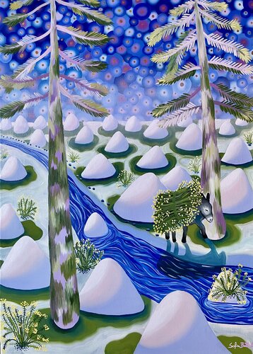 Carried by Stars andFlowers by Sofia Battisti, Painting for Sale on Select
