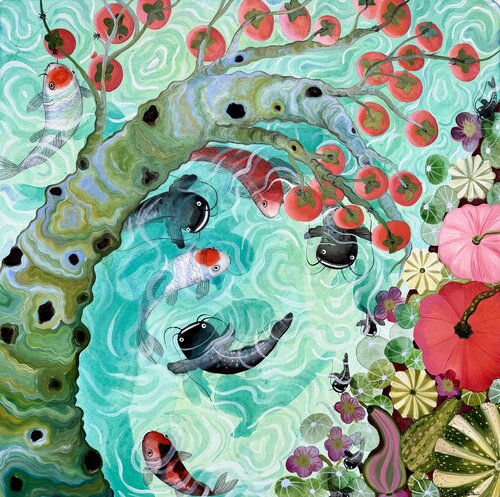 Koi, sorridi alla cimice by Sofia Battisti, Painting for Sale on Select