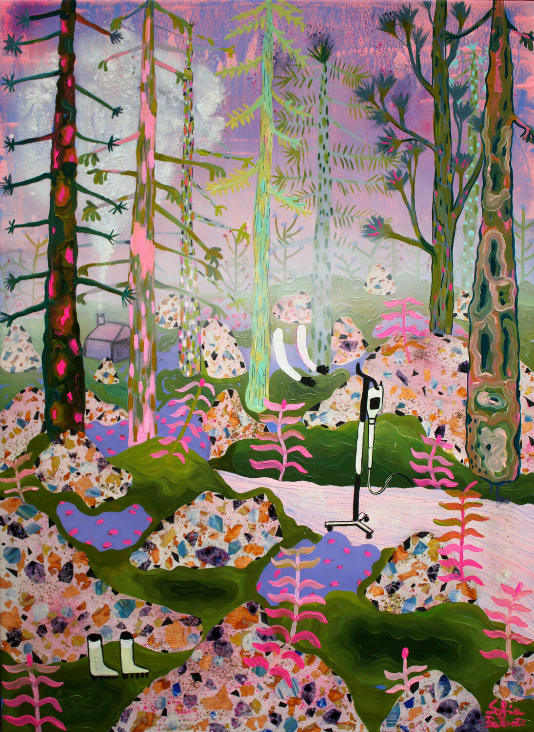 Inciampo su una pietra di graniglia e pepe rosa Sofia Battisti Original painting for sale