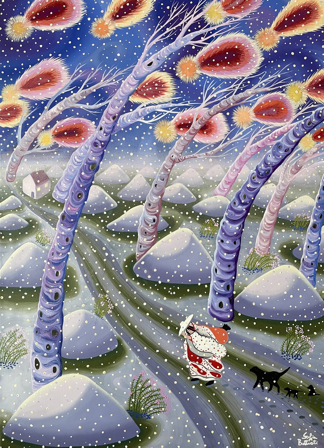 Woman Under a falling Firmament Sofia Battisti Original painting for sale