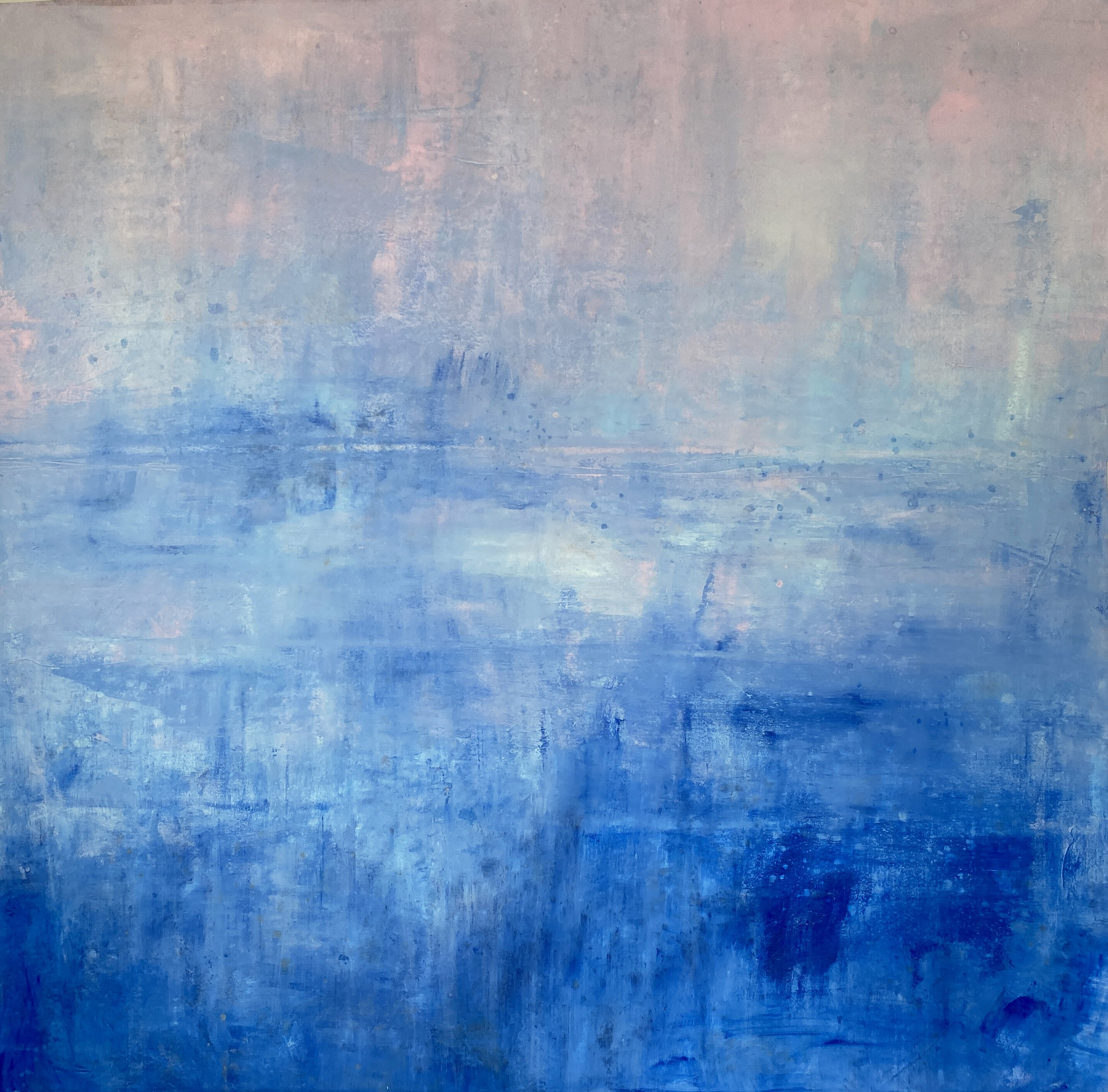 Blue field pink sky