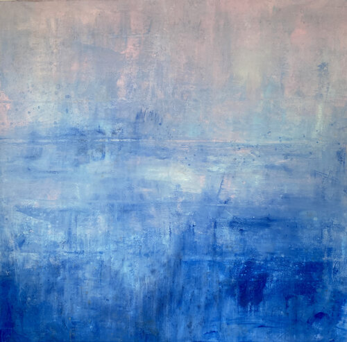 Blue field pink sky by Kathleen Rhee, Painting for Sale on Select