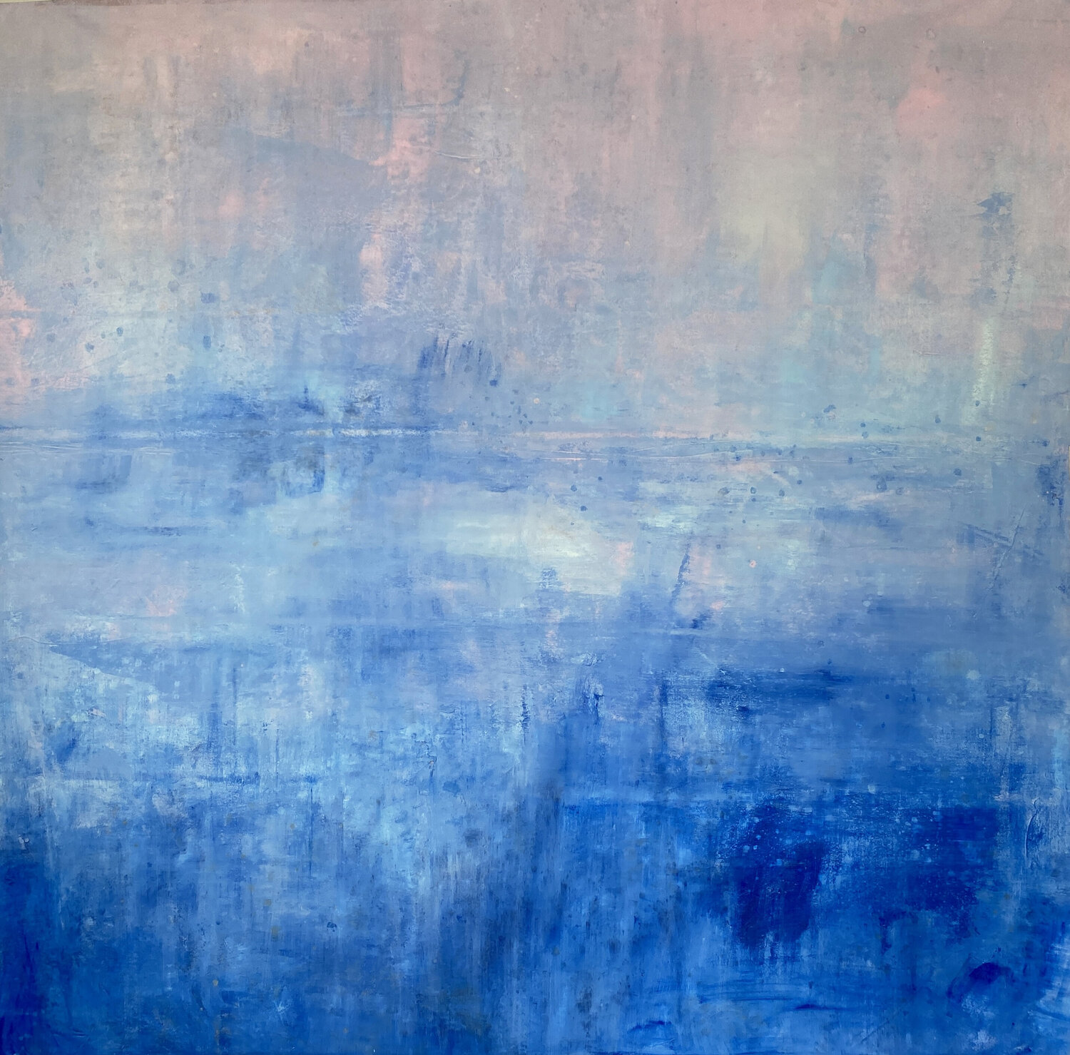 Blue field pink sky Kathleen Rhee Original painting for sale