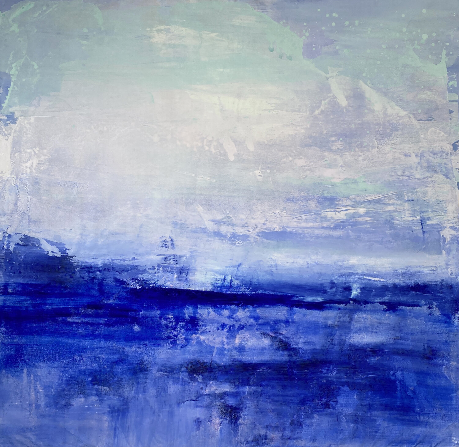 Green and blue glass Kathleen Rhee Original painting for sale