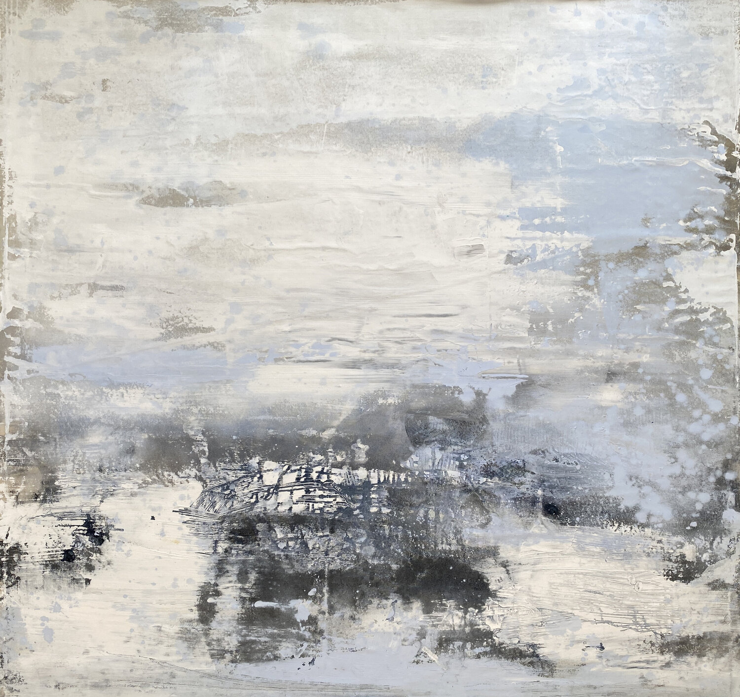 White Wash With Blue Kathleen Rhee Original painting for sale