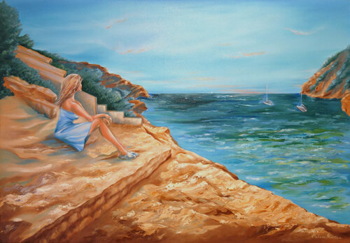 "Hinter dem Horizont" - Beyond the horizon by Helene Mantei, Painting for Sale on Select
