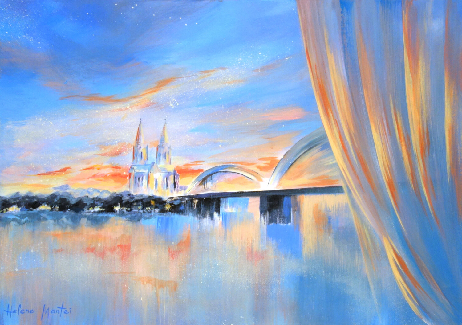 "The sky above the city" Helene Mantei Original painting for sale