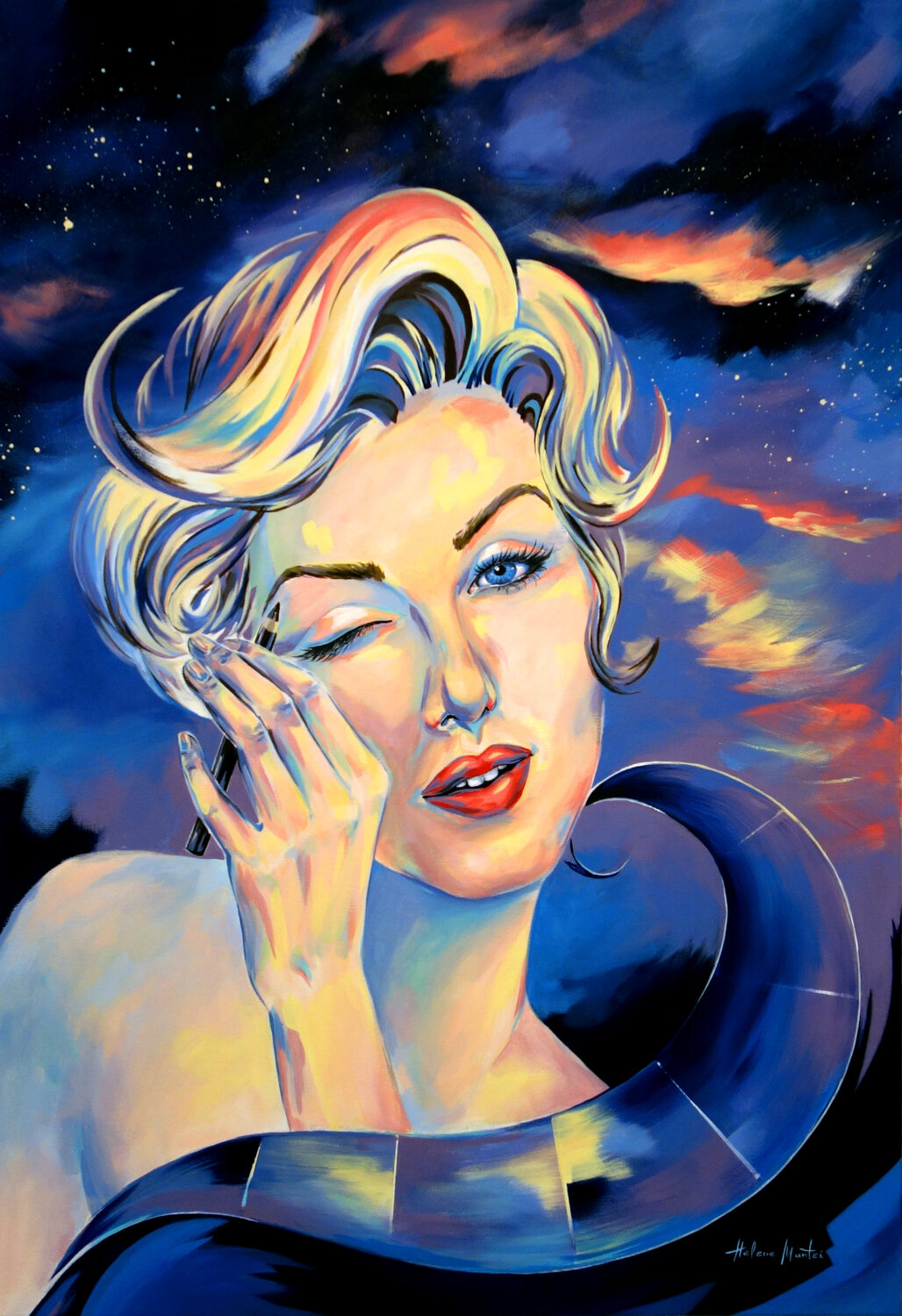 "So many stars in the sky - Marilyn" Helene Mantei Original painting for sale