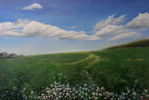 Green highland by Quan Le, Painting for Sale on Select