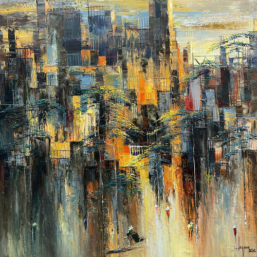 Silent Afternoon Street by Quan Le, Painting for Sale on Select