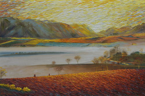 Dawn on the farm by Quan Le, Painting for Sale on Select