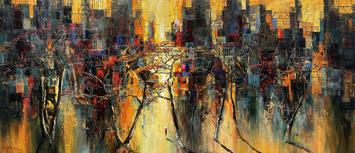 Old year tree road by Quan Le, Painting for Sale on Select