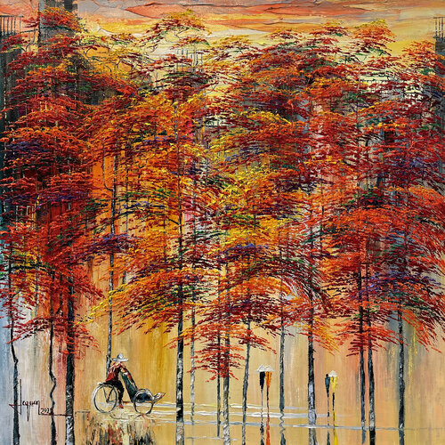 Red flower season by Quan Le, Painting for Sale on Select