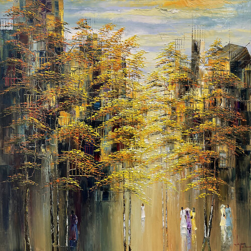 Fall-The leaf changes season by Quan Le, Painting for Sale on Select