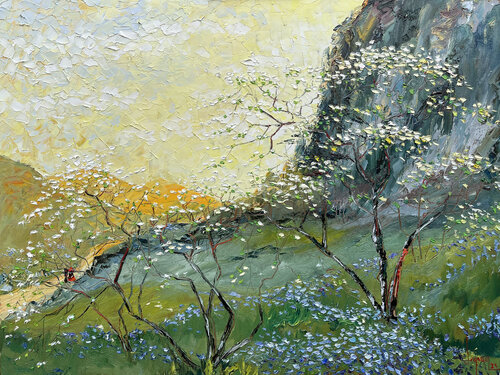 Spring wind on Pa Phach village by Quan Le, Painting for Sale on Select