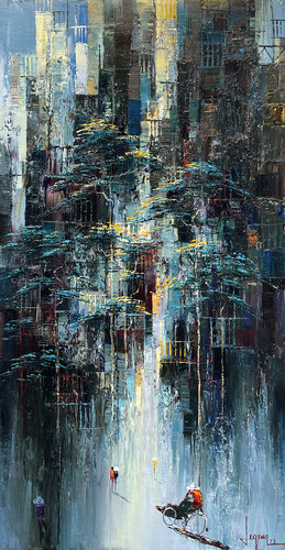 Green pathway by Quan Le, Painting for Sale on Select