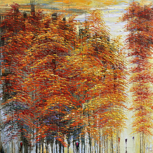 Red flower season by Quan Le, Painting for Sale on Select