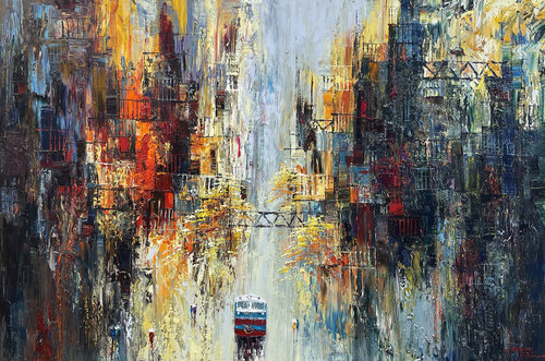 Afternoon train by Quan Le, Painting for Sale on Select