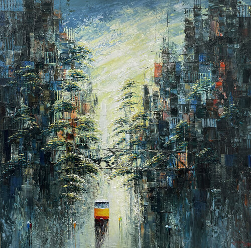 The season passes by the street by Quan Le, Painting for Sale on Select
