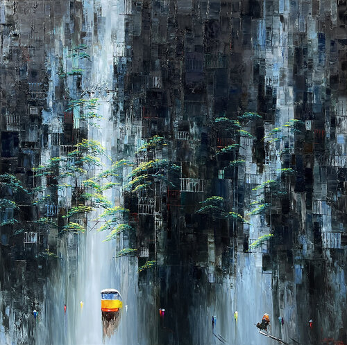 Street Rain by Quan Le, Painting for Sale on Select