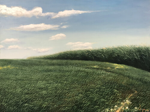 Green spring grassland* by Quan Le, Painting for Sale on Select