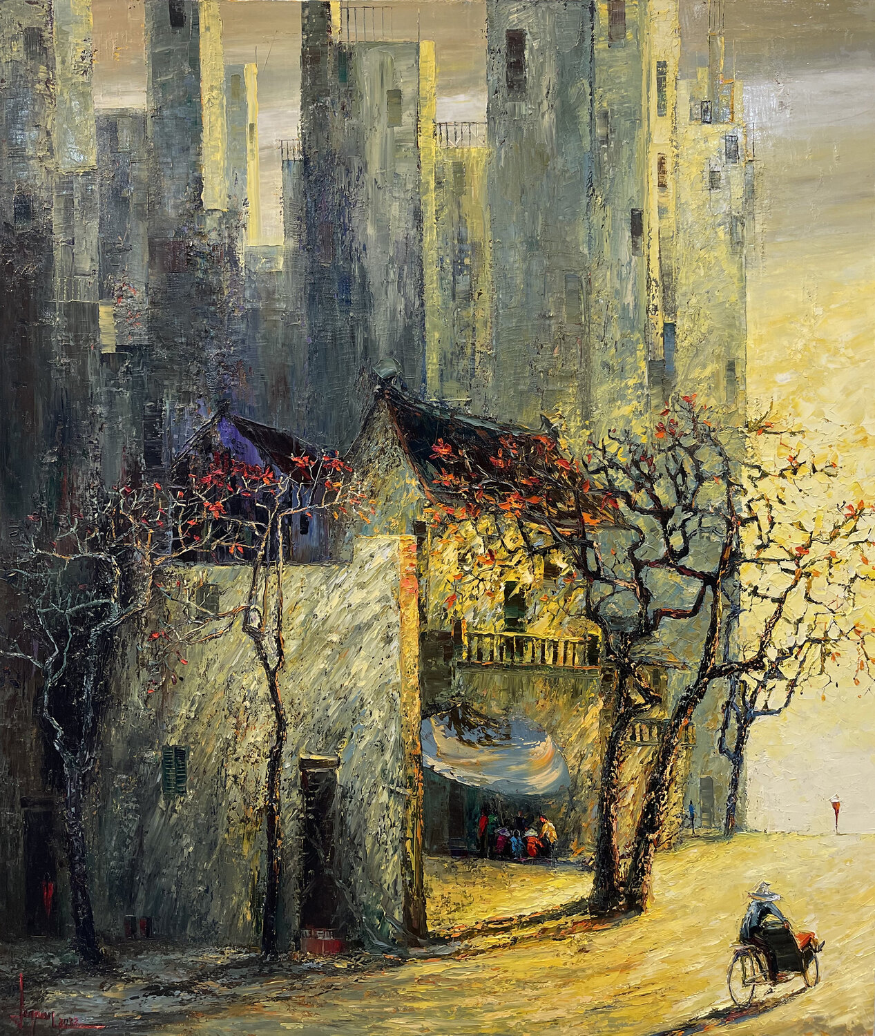 Sloping sunset. Quan Le Original painting for sale