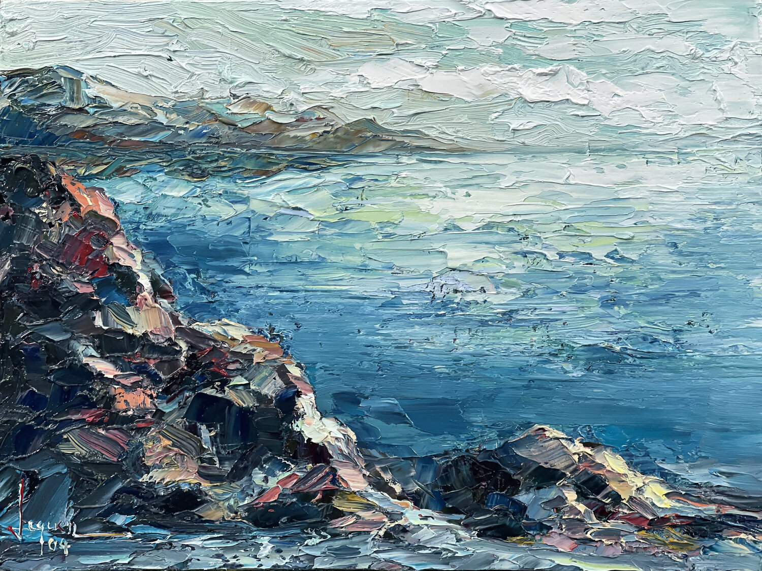 The bay is peaceful Quan Le Original painting for sale