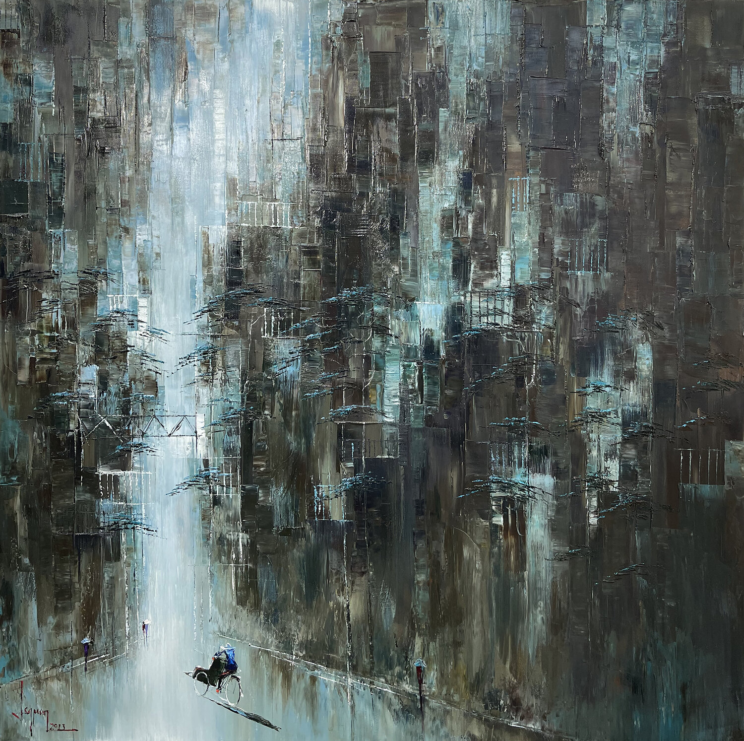 Street Fog Quan Le Original painting for sale
