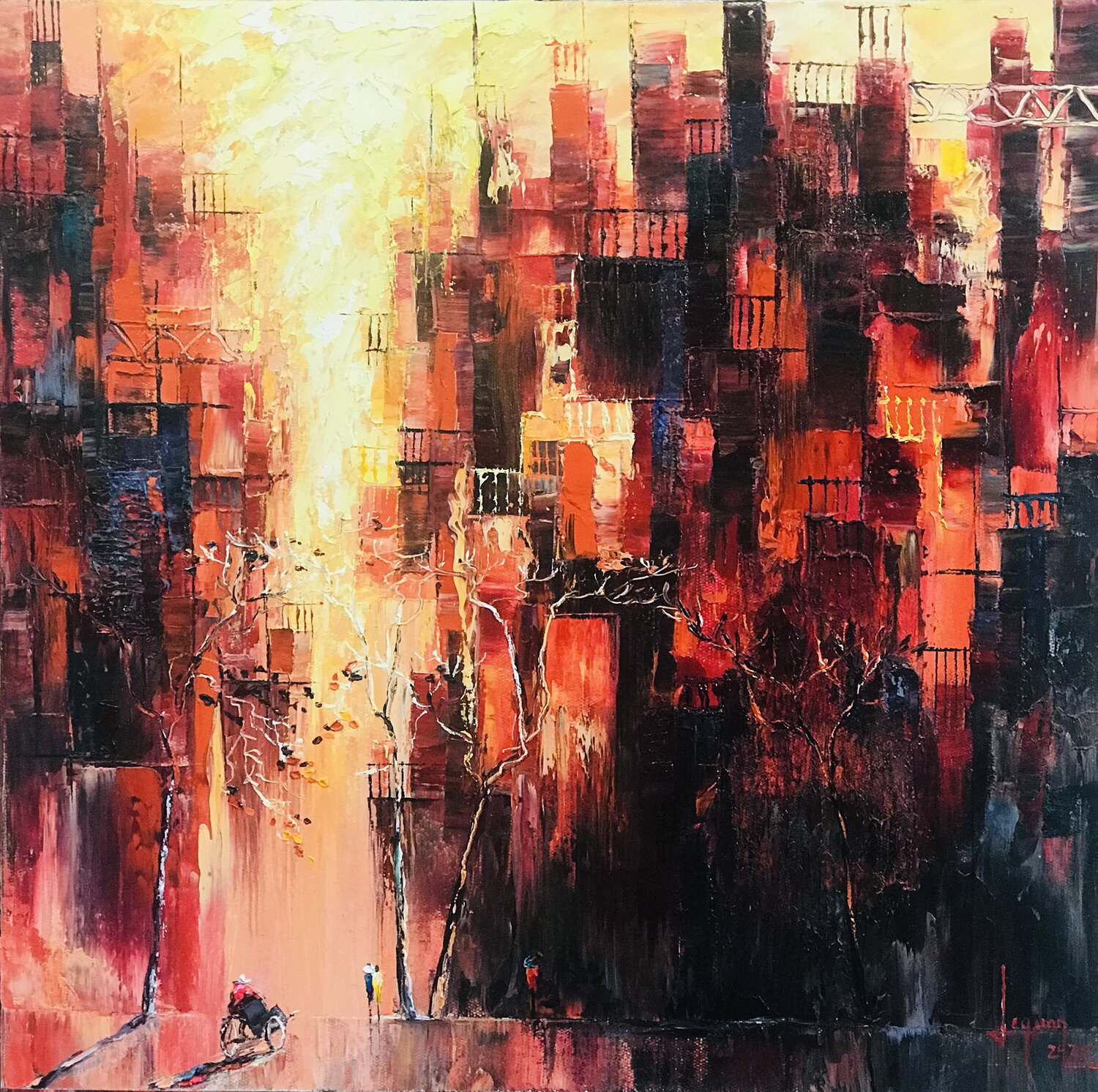 Afternoon street Quan Le Original painting for sale