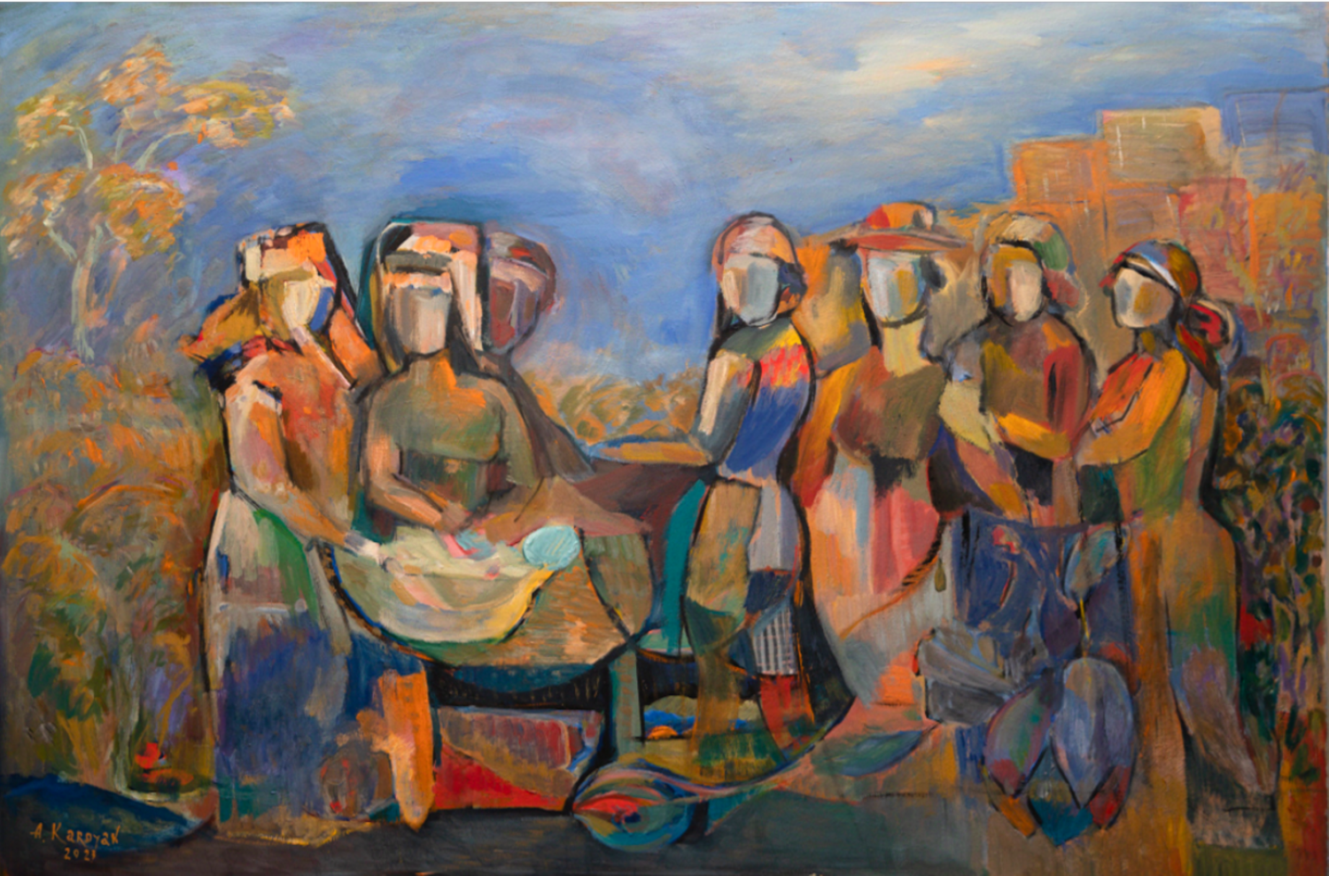 Conversation Albert Karoyan Original painting for sale