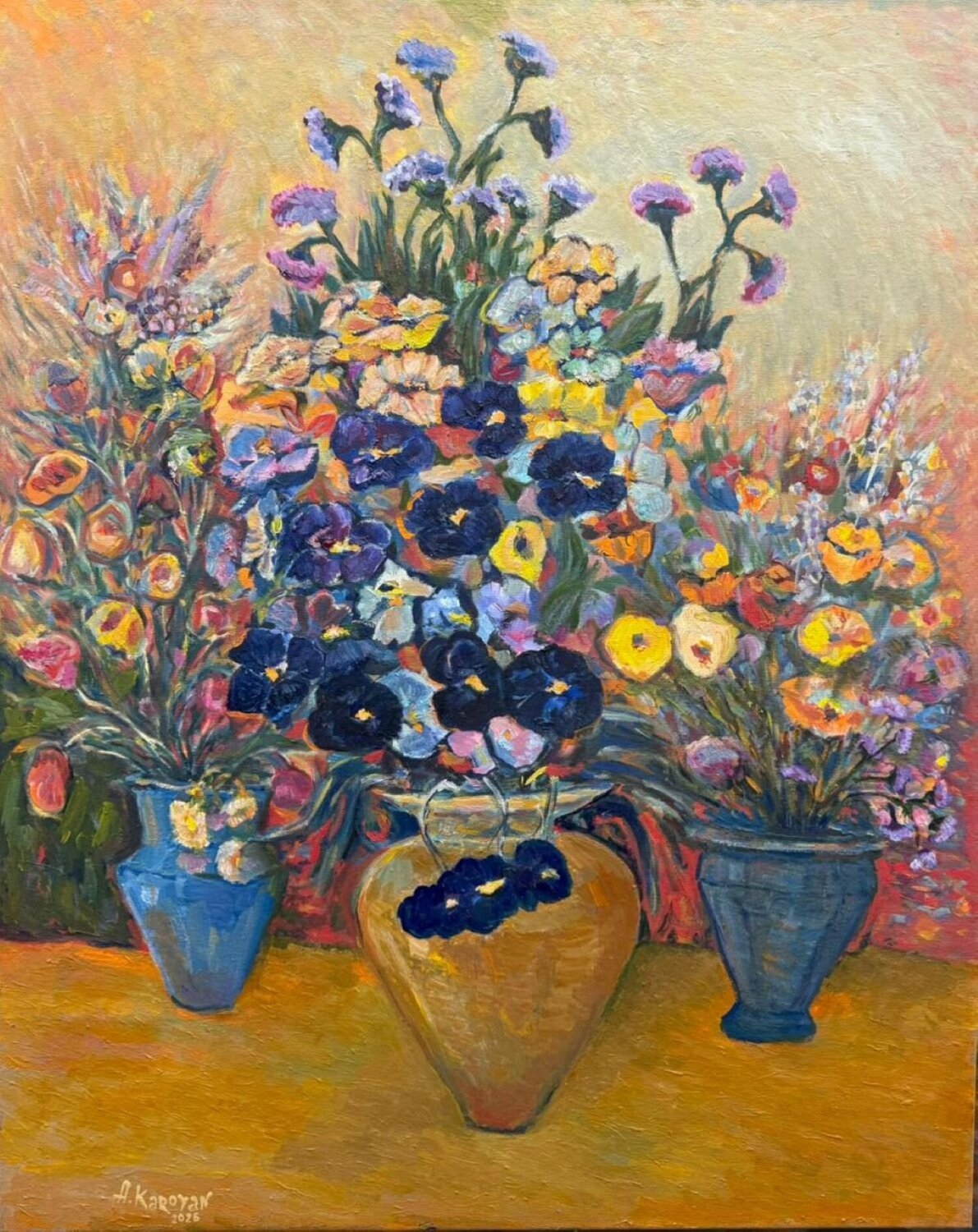 Field flowers Albert Karoyan Original painting for sale