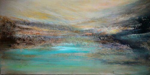 Alpin lake under Sun by Cassia, Painting for Sale on Select