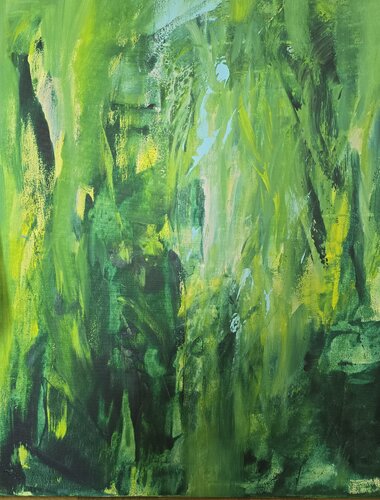 Green Jungle Abstract by Cassia, Painting for Sale on Select